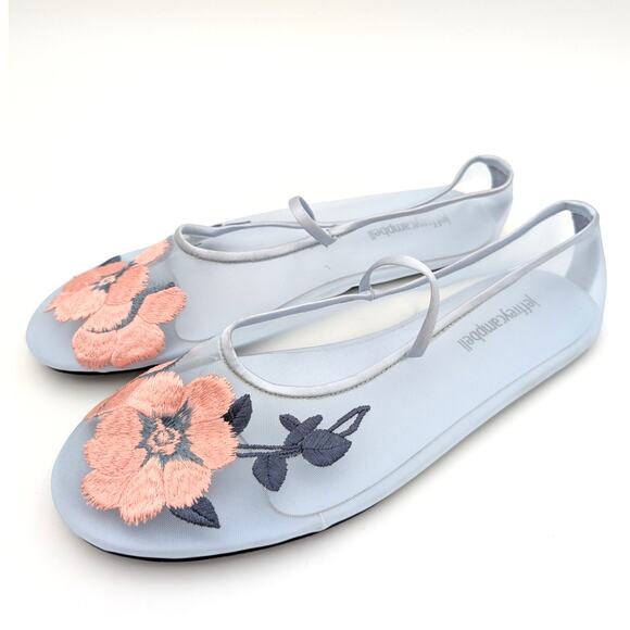 Jeffrey Campbell Swan Flower Mesh Mary Jane Flats Women's Blue Size US7.5 - Picture 1 of 13